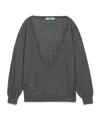 Prada Pullover Aus Kaschmir Mit V-ausschnitt In Gray