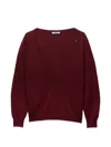 Prada Pullover Aus Kaschmir Mit V-ausschnitt In Red
