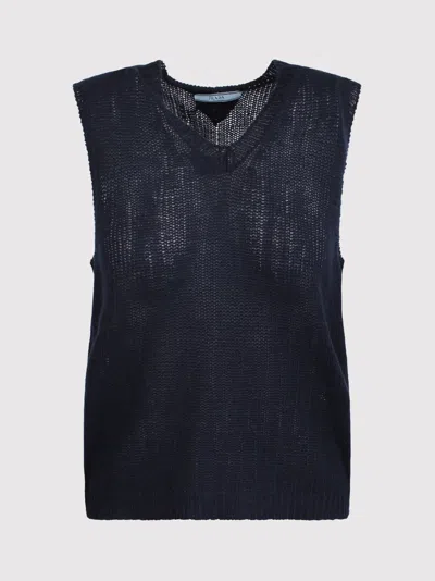 Prada Navy Blue Wool Gilet
