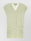 Prada Cashmere Vest With Cap Sleeves And Front Pockets