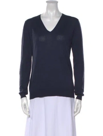 Pre-owned Prada Cashmere V-neck Sweater In Blue