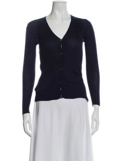 Pre-owned Prada Cashmere V-neck Sweater In Blue