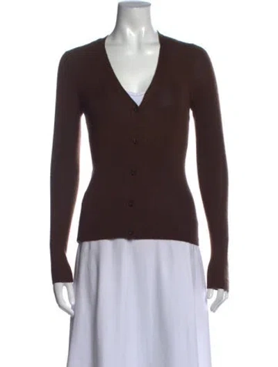 Pre-owned Prada Cashmere V-neck Sweater In Brown