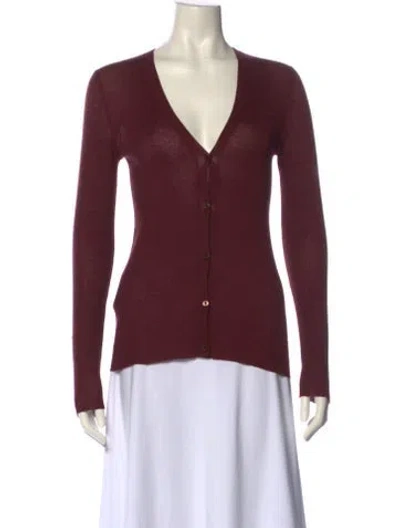 Pre-owned Prada Cashmere V-neck Sweater In Burgundy