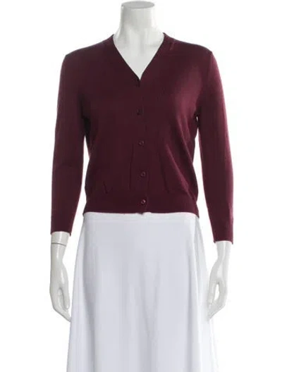 Pre-owned Prada Cashmere V-neck Sweater In Burgundy