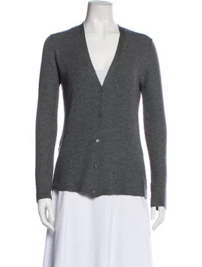 Pre-owned Prada Cashmere V-neck Sweater In Gray