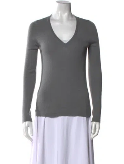Pre-owned Prada Cashmere V-neck Sweater In Gray