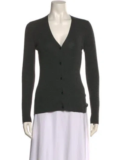 Pre-owned Prada Cashmere V-neck Sweater In Gray