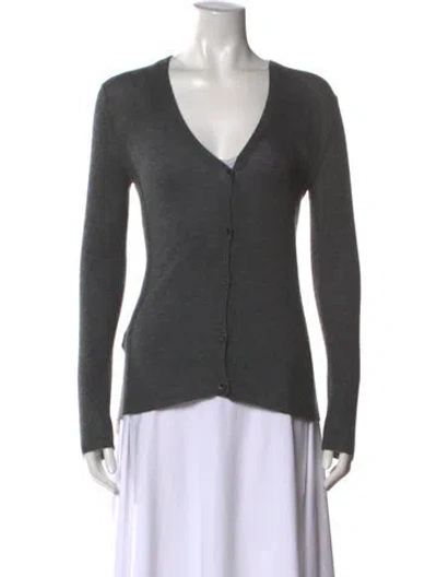 Pre-owned Prada Cashmere V-neck Sweater In Gray
