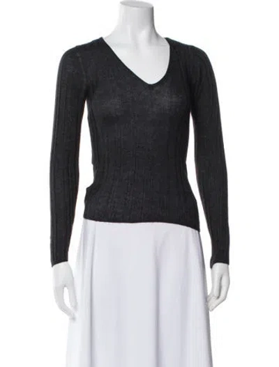 Pre-owned Prada Cashmere V-neck Sweater In Gray
