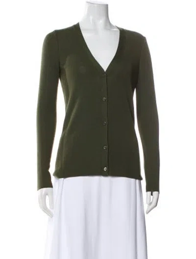 Pre-owned Prada Cashmere V-neck Sweater In Green