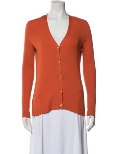 Pre-owned Prada Cashmere V-neck Sweater In Orange