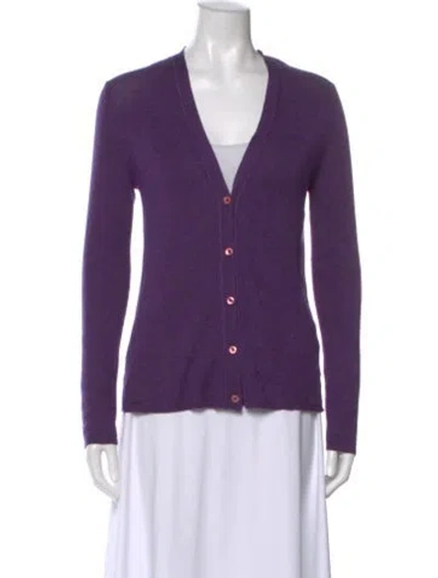 Pre-owned Prada Cashmere V-neck Sweater In Purple