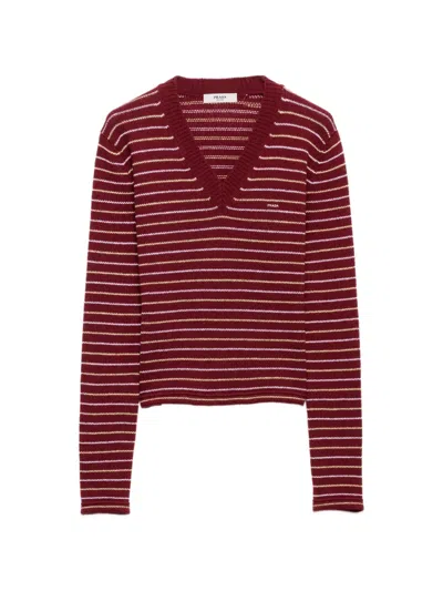 Prada Cashmere V-neck Sweater In Multi