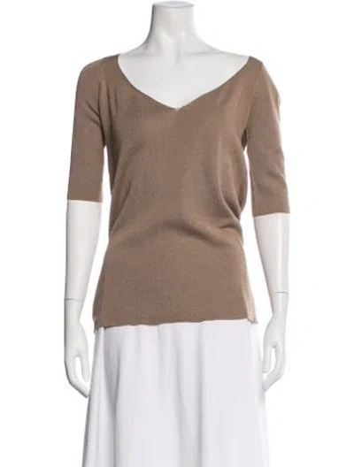 Pre-owned Prada Cashmere V-neck Top In Neutral