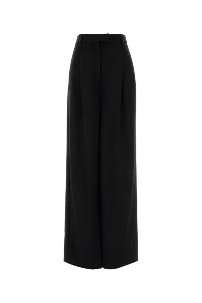 Prada Cashmere Wide-leg Pants In Black