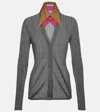 Prada Rib-knitted Cashmere-blend Cardigan In Grey