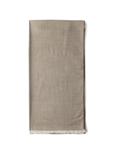 Prada Cashmere, Wool And Silk Scarf In Brown