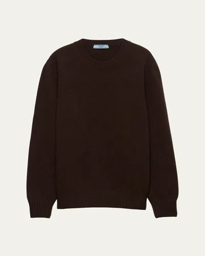 Prada Cashmere Wool Crew-neck Sweater In Burgundy