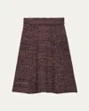 Prada Cashmere-wool Mouline Midi Skirt In Brown