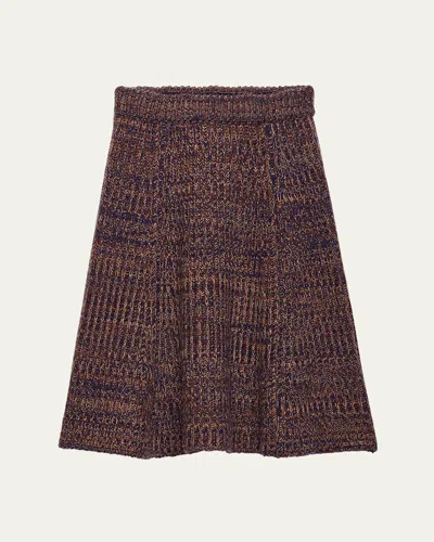 Prada Cashmere-wool Mouline Midi Skirt In Brown