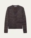 Prada Cashmere-wool Mouline V-neck Cardigan In Brown