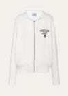 PRADA CASHMERE ZIP-UP SWEATSHIRT WITH LOGO DETAIL