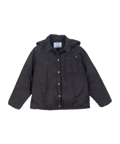 Prada Casual Hooded Jacket In Black