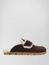 Prada Shearling-trim Logo-plaque Suede Mules In Multi
