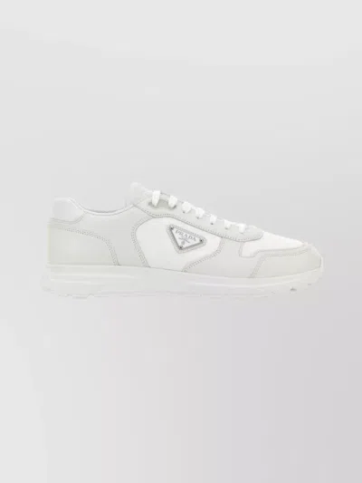 PRADA CASUAL LEATHER AND FABRIC LOW-TOP SNEAKERS
