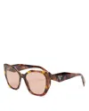 Prada Geometric Square Acetate Sunglasses In Brown/pink Solid