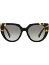 Prada Cat-eye Tortoiseshell-effect Sunglasses In Schwarz