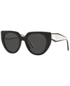 Prada Pr 14ws 09q5s0 52mm Womens Cat-eye Sunglasses In Black,talc,dark Grey
