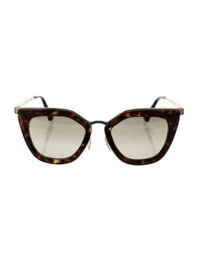 Pre-owned Prada Cat-eye Mirrored Sunglasses In Black