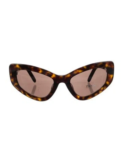 Pre-owned Prada Cat-eye Mirrored Sunglasses In Brown