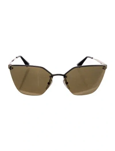 Pre-owned Prada Cat-eye Mirrored Sunglasses In Gold
