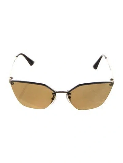 Pre-owned Prada Cat-eye Mirrored Sunglasses In Gold