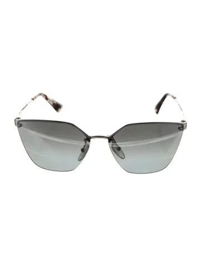 Pre-owned Prada Cat-eye Mirrored Sunglasses In Silver