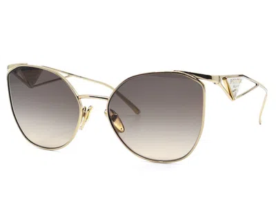 Pre-owned Prada Cateye Sunglasses In Gold (pr50zs/zvn3d0/59)