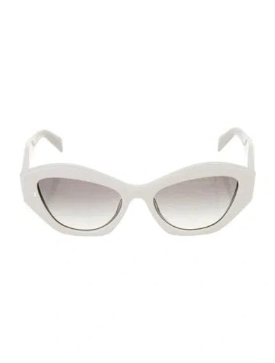 Pre-owned Prada Cat-eye Tinted Sunglasses In White