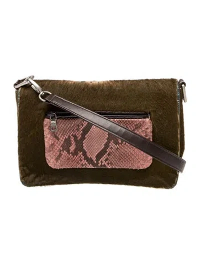 Pre-owned Prada Cavallino Crossbody Bag In Green