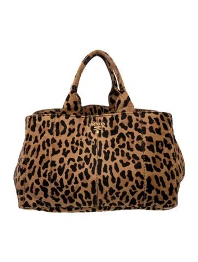 Pre-owned Prada Cavallino Tote In Neutral