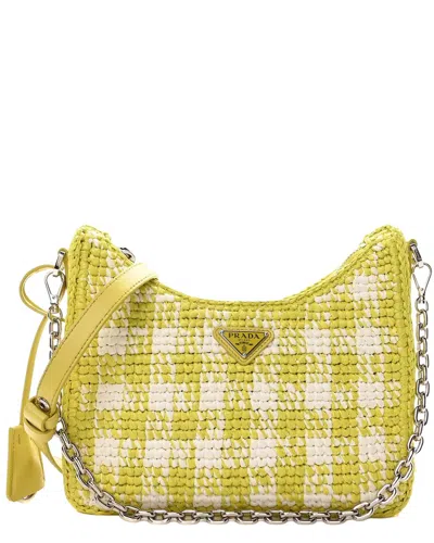 Prada Cedro Raffia Embroidered Mini Re-edition Shoulder Bag (authentic Pre-  Loved) In Multi