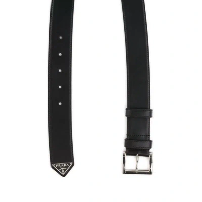 Prada Ceinture En Cuir In Black