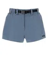 Prada Cerulean Blue Canvas Shorts In Blue