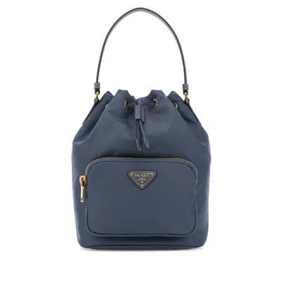 Prada Cerulean Blue Re-nylon Duet Bucket Bag