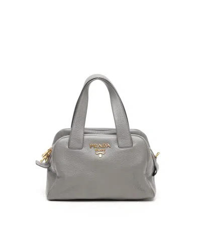 Prada Cervo Boston Bag In Gray