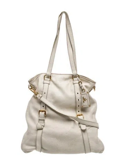 Pre-owned Prada Cervo Leather Bandoliera In Neutral