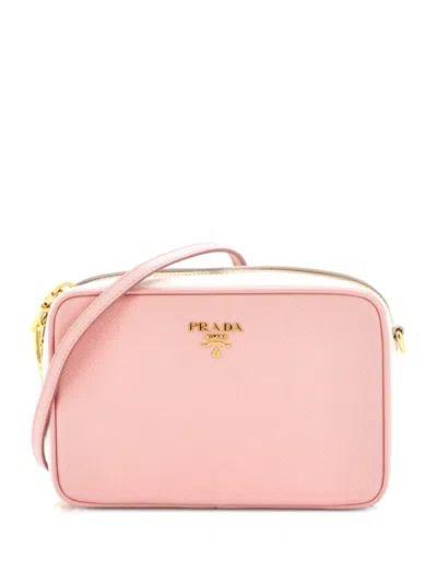 Pre-owned Prada Chain Camera Bag Saffiano Leather Small Crossbody Bag In Pink
