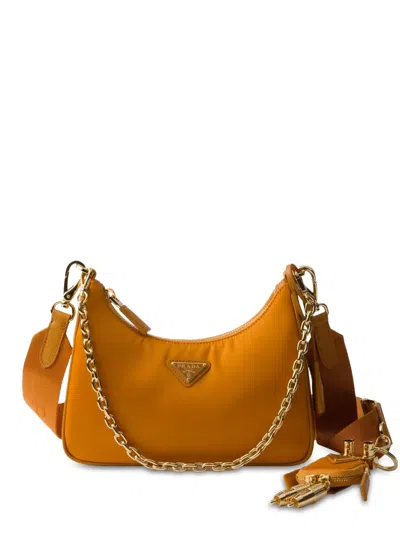 Prada Chain-detail Shoulder Bag In Orange